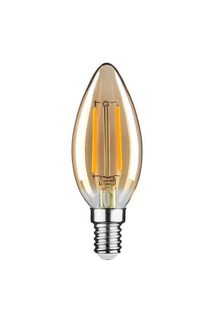 Λαμπτήρας LED Filament Κερί 230V 4W 470lm 2200K E14 Amber Dimmable 005944