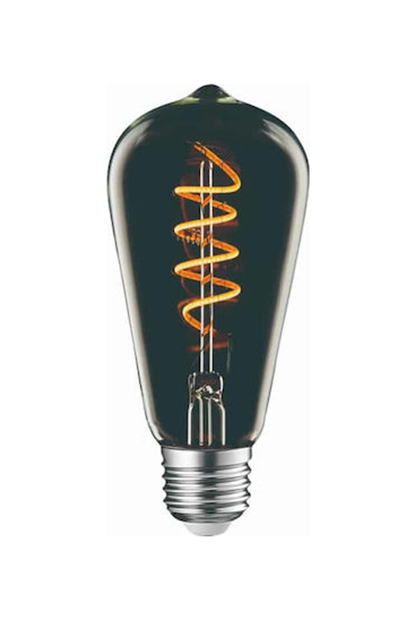 Λαμπτήρας LED Filament Κλασικός ST64 230V 4W 200lm E27 Μαύρο Dimmable 007245