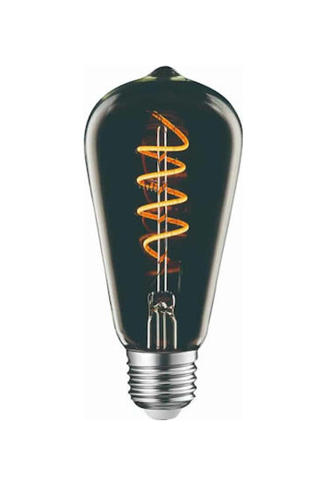 Λαμπτήρας LED Filament Κλασικός ST64 230V 4W 200lm E27 Μαύρο Dimmable 007245